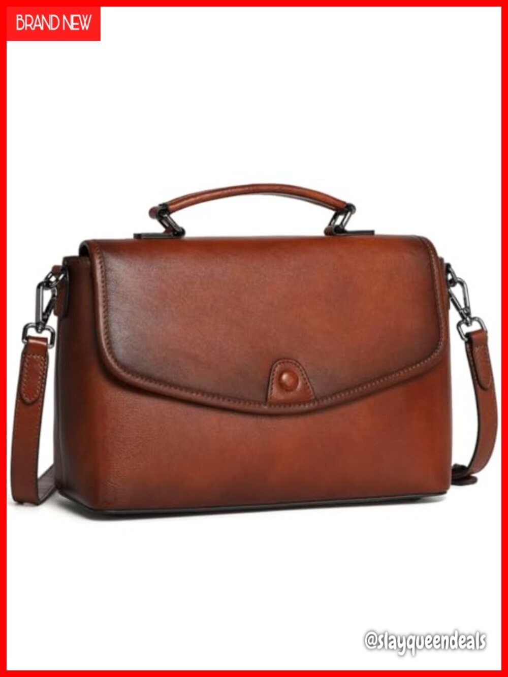 Genuine Leather Crossbody Bag Satchel Top Handle Flap Shoulder Purse